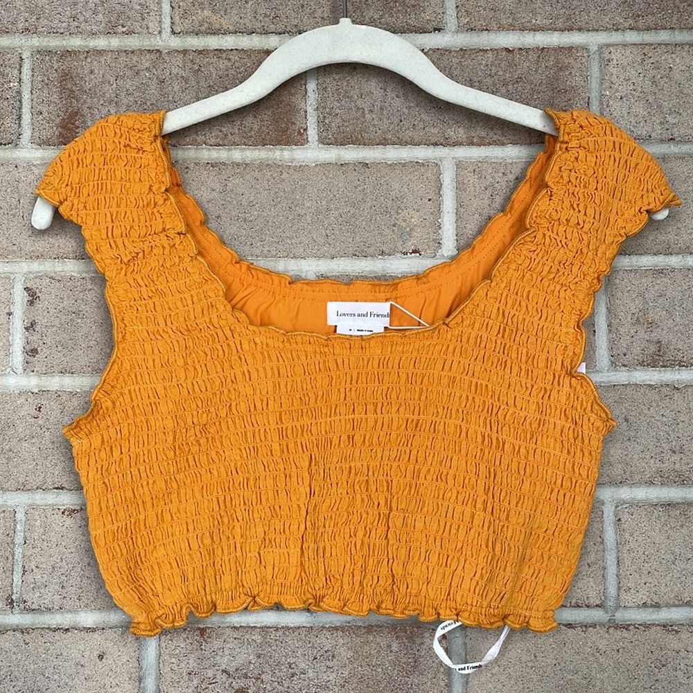 Lovers + Friends Tangerine Smocked Crop Top